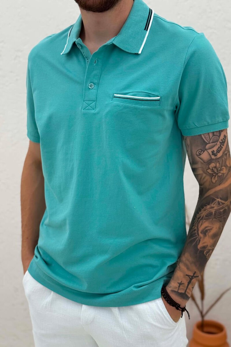 T-SHIRT ME JAKE POLO PER MESHKUJ NE NGJYRE GURKALI - 4