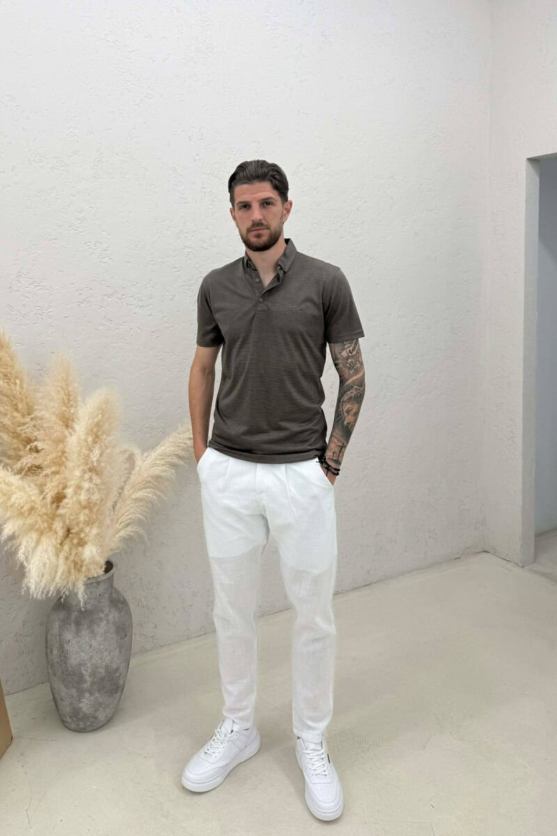 T-SHIRT ME JAKE POLO PER MESHKUJ NE NGJYRE KAFE - 3