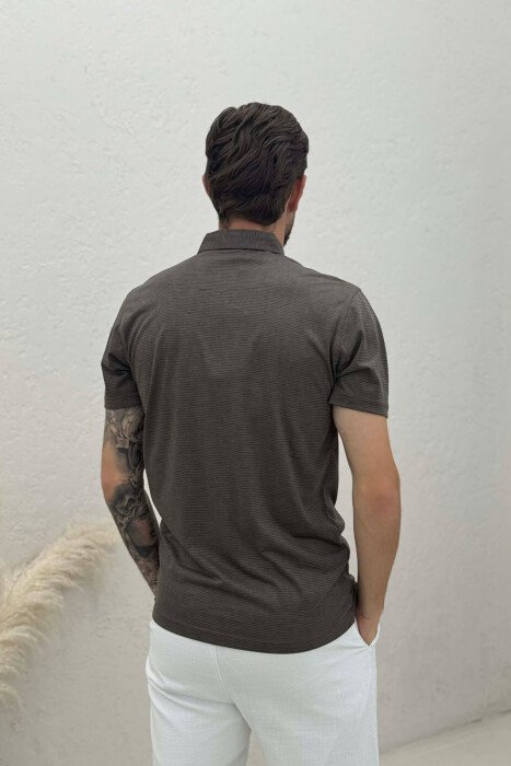 T-SHIRT ME JAKE POLO PER MESHKUJ NE NGJYRE KAFE - 4