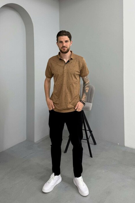 T-SHIRT ME JAKE POLO PER MESHKUJ NE NGJYRE KAFE - 3