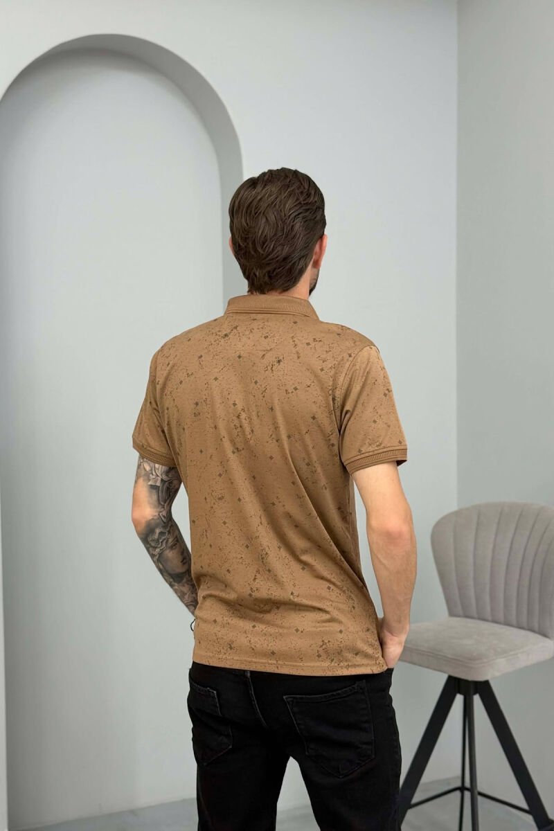 T-SHIRT ME JAKE POLO PER MESHKUJ NE NGJYRE KAFE - 4