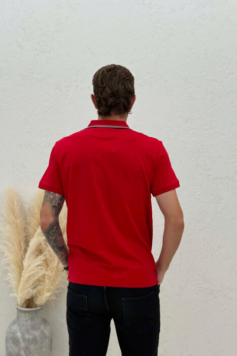 T-SHIRT ME JAKE POLO PER MESHKUJ NE NGJYRE KUQE - 3