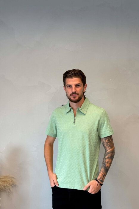 T-SHIRT ME JAKE POLO PER MESHKUJ NE NGJYRE MENTE - KLAUDIO FASHION