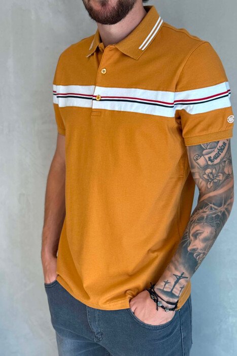 T-SHIRT ME JAKE POLO PER MESHKUJ NE NGJYRE MUSTARDE - 2