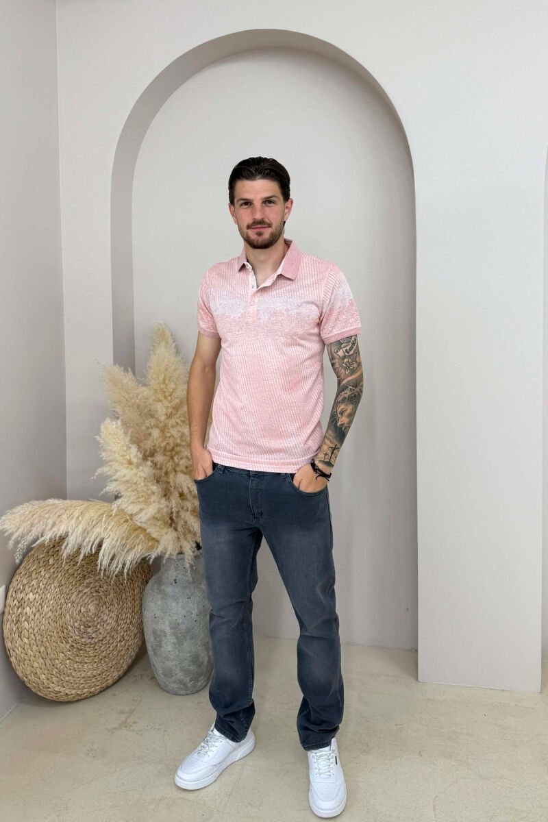 T-SHIRT ME JAKE POLO PER MESHKUJ NE NGJYRE PUDER - 3