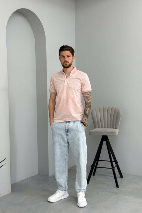 T-SHIRT ME JAKE POLO PER MESHKUJ NE NGJYRE PUDER - 2