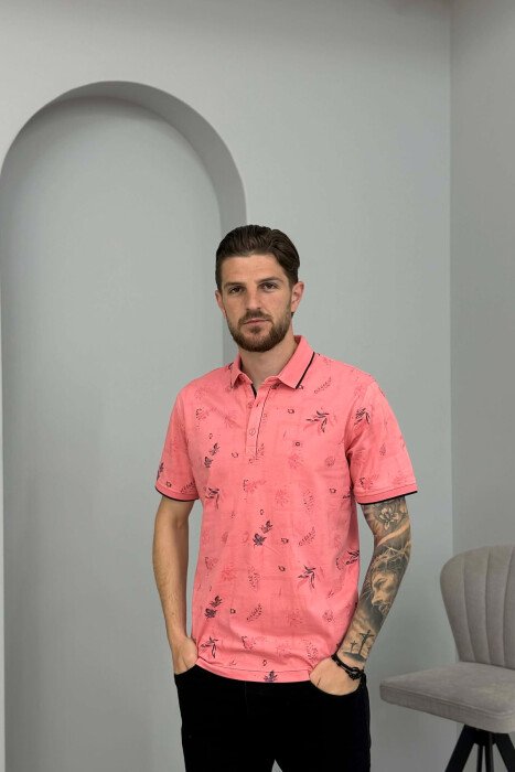 T-SHIRT ME JAKE POLO PER MESHKUJ NE NGJYRE ROZE - 1