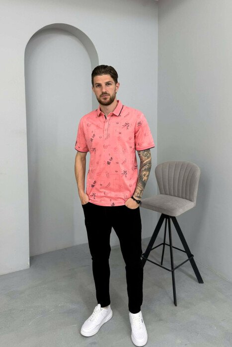 T-SHIRT ME JAKE POLO PER MESHKUJ NE NGJYRE ROZE - 3