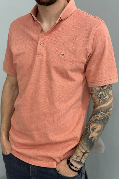 T-SHIRT ME JAKE POLO PER MESHKUJ NE NGJYRE SALMON - 2