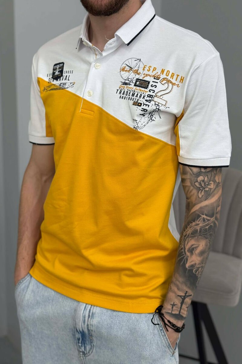 T-SHIRT ME JAKE POLO PER MESHKUJ NE NGJYRE TE BARDHE ME TE VERDHE - 5