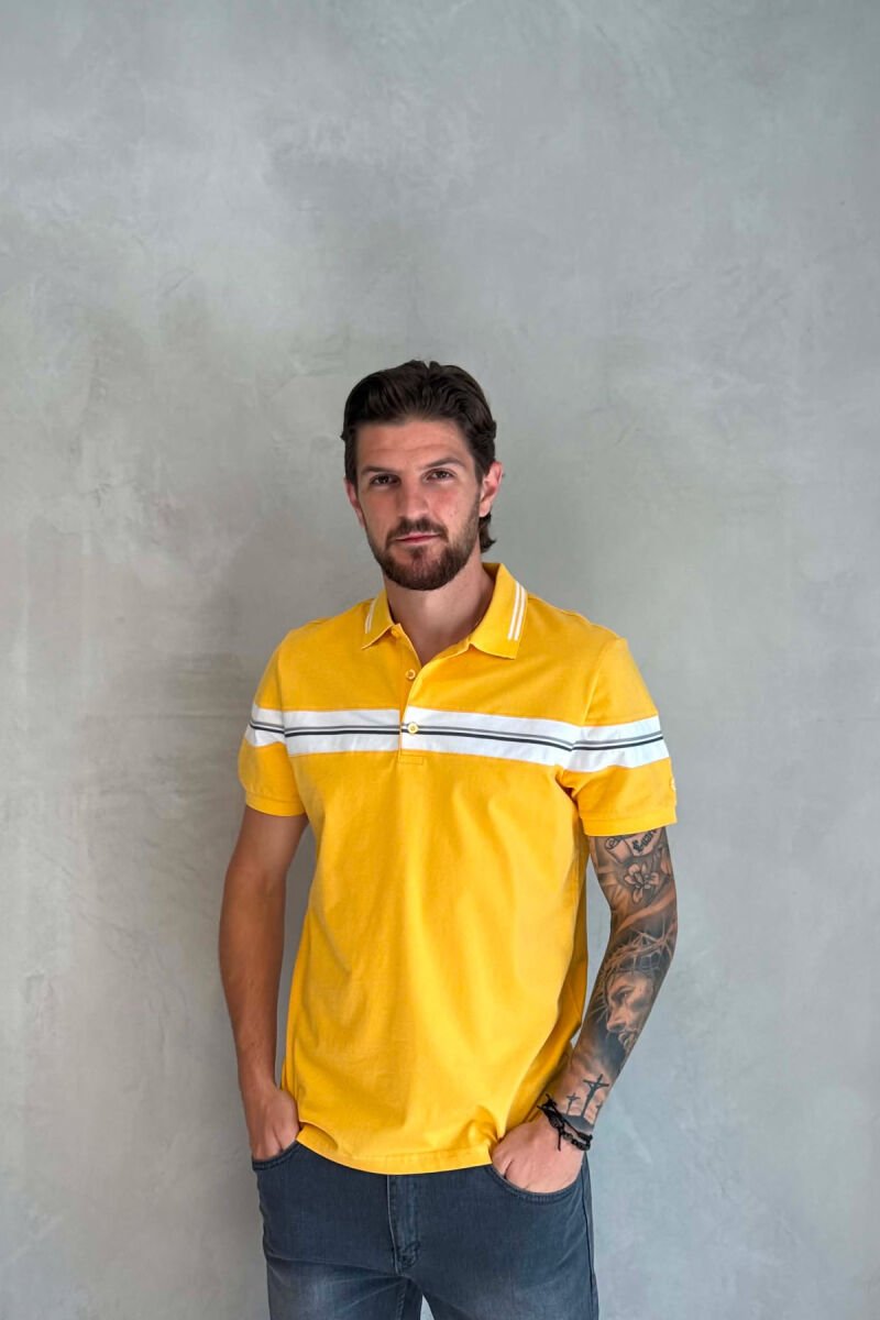 T-SHIRT ME JAKE POLO PER MESHKUJ NE NGJYRE TE VERDHE - 1
