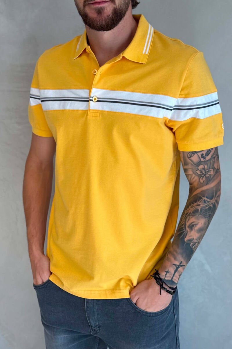 T-SHIRT ME JAKE POLO PER MESHKUJ NE NGJYRE TE VERDHE - 2
