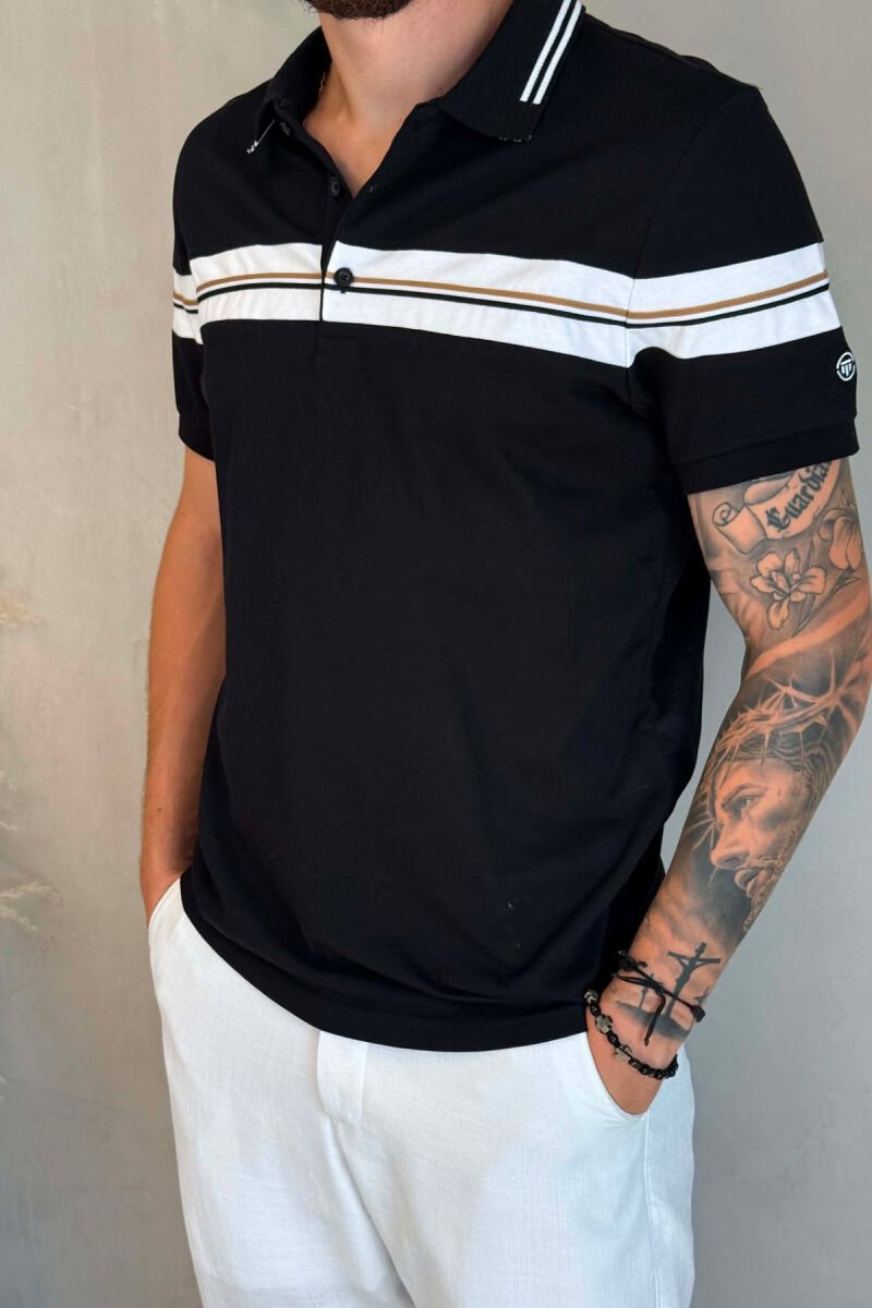 T-SHIRT ME JAKE POLO PER MESHKUJ NE NGJYRE TE ZEZE - 2