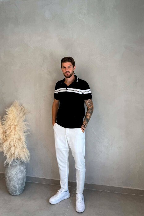 T-SHIRT ME JAKE POLO PER MESHKUJ NE NGJYRE TE ZEZE - 3
