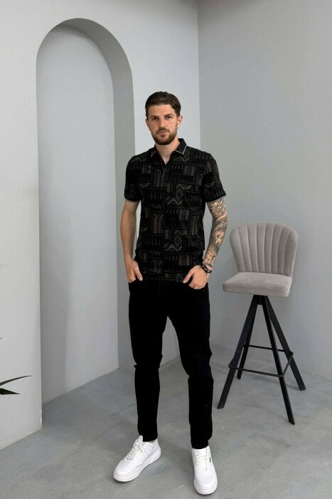 T-SHIRT ME JAKE POLO PER MESHKUJ NE NGJYRE TE ZEZE - 3