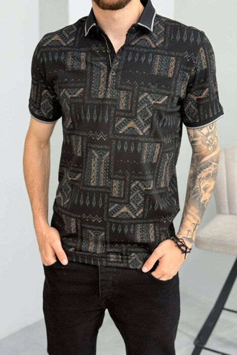 T-SHIRT ME JAKE POLO PER MESHKUJ NE NGJYRE TE ZEZE - 4