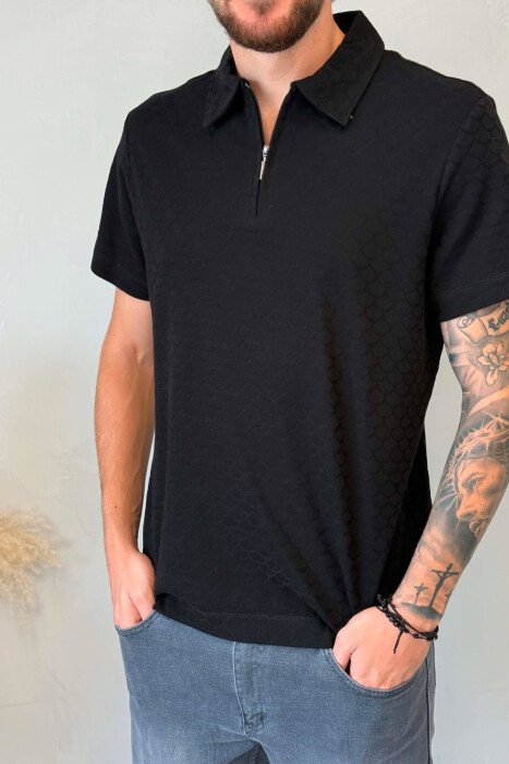 T-SHIRT ME JAKE POLO PER MESHKUJ NE NGJYRE TE ZEZE - 4