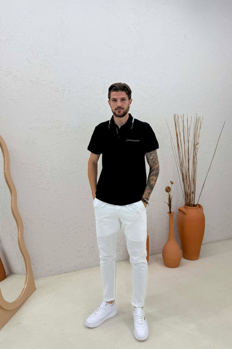 T-SHIRT ME JAKE POLO PER MESHKUJ NE NGJYRE TE ZEZE - 3