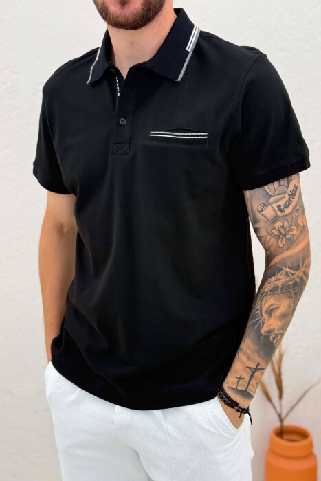 T-SHIRT ME JAKE POLO PER MESHKUJ NE NGJYRE TE ZEZE - 4