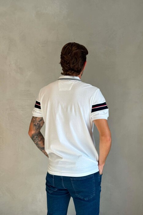 T-SHIRT ME JAKE POLO PER MESHKUJ NE NGJYRE TE BARDHE - 4