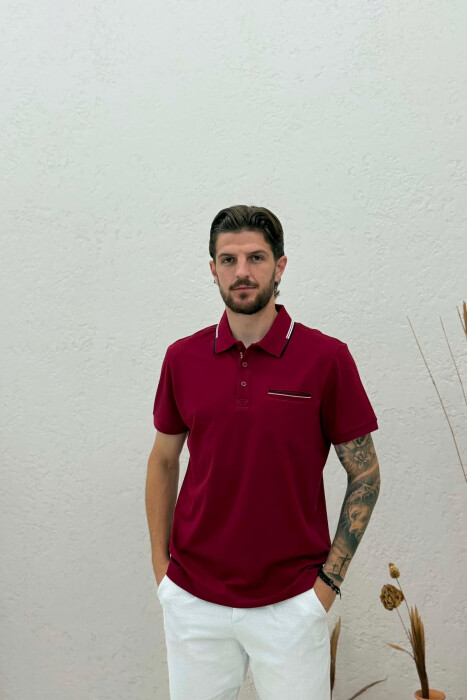 T-SHIRT ME JAKE POLO PER MESHKUJ NE NGJYRE VISHNJE 