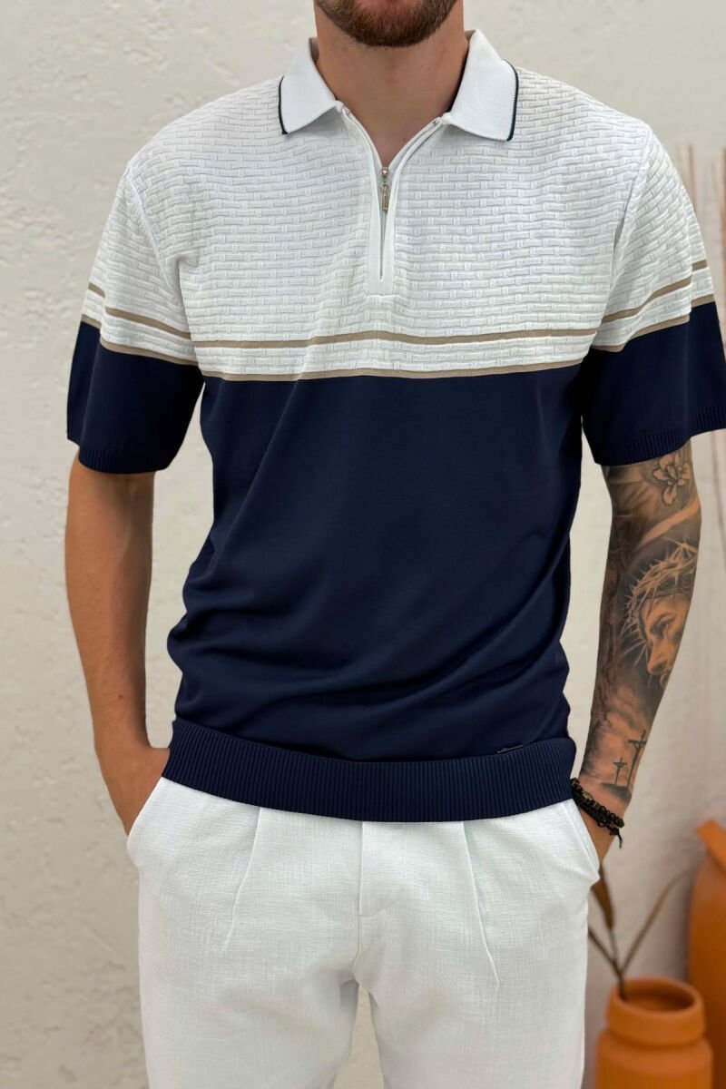 T-SHIRT ME JAKE POLO PER MESHKUJ NE NGJYRE BLU - 2