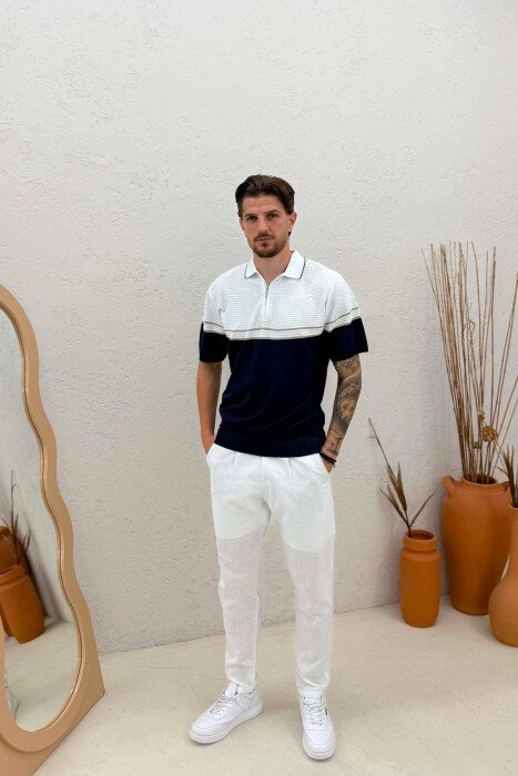 T-SHIRT ME JAKE POLO PER MESHKUJ NE NGJYRE BLU - 3