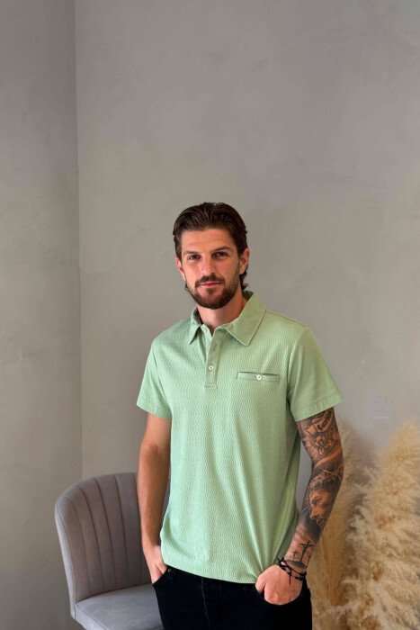 T-SHIRT ME JAKE POLO PER MESHKUJ NE NGJYRE MENTE - KLAUDIO FASHION