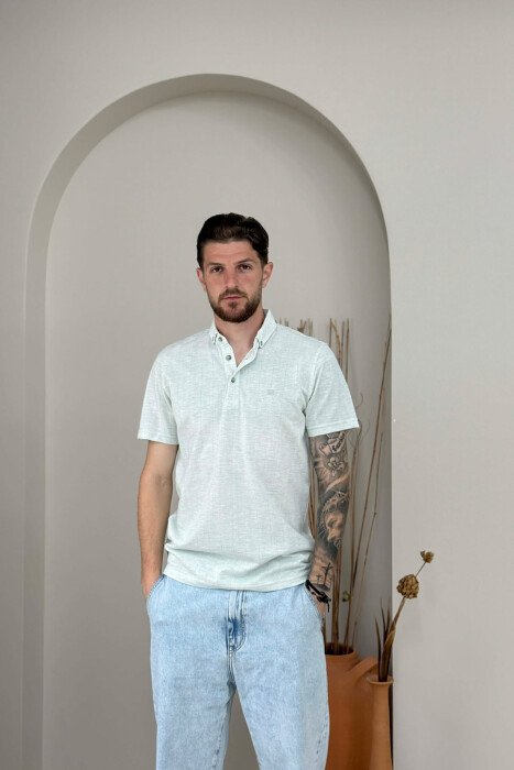 T-SHIRT ME JAKE POLO PER MESHKU NE NGJYRE MENTE - KLAUDIO FASHION