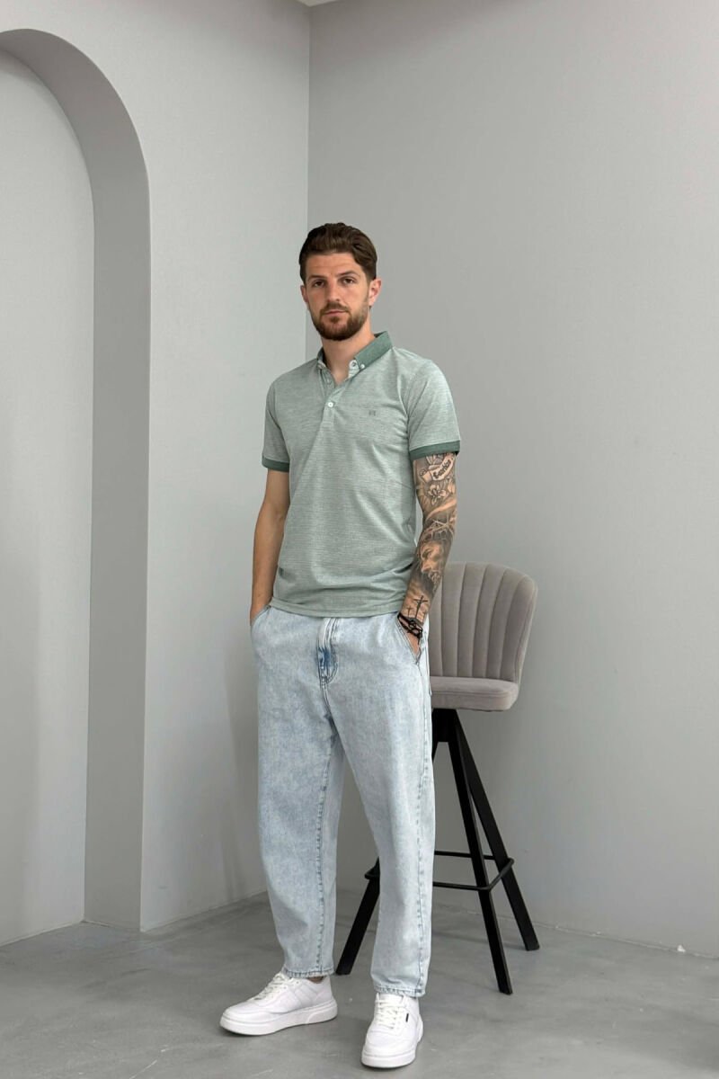 T-SHIRT ME JAKE POLO PER MESHKUJ NE NGJYRE JESHILE - 3