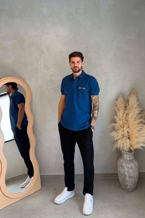 T-SHIRT ME JAKE POLO PER MESHKUJ NE NGJYRE BLU - 3