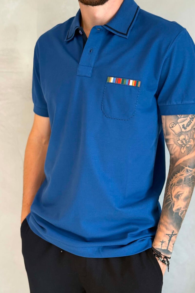 T-SHIRT ME JAKE POLO PER MESHKUJ NE NGJYRE BLU - 4