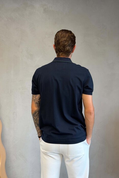 T-SHIRT ME JAKE POLO PER MESHKUJ NE NGJYRE BLU TE ERRET - 2