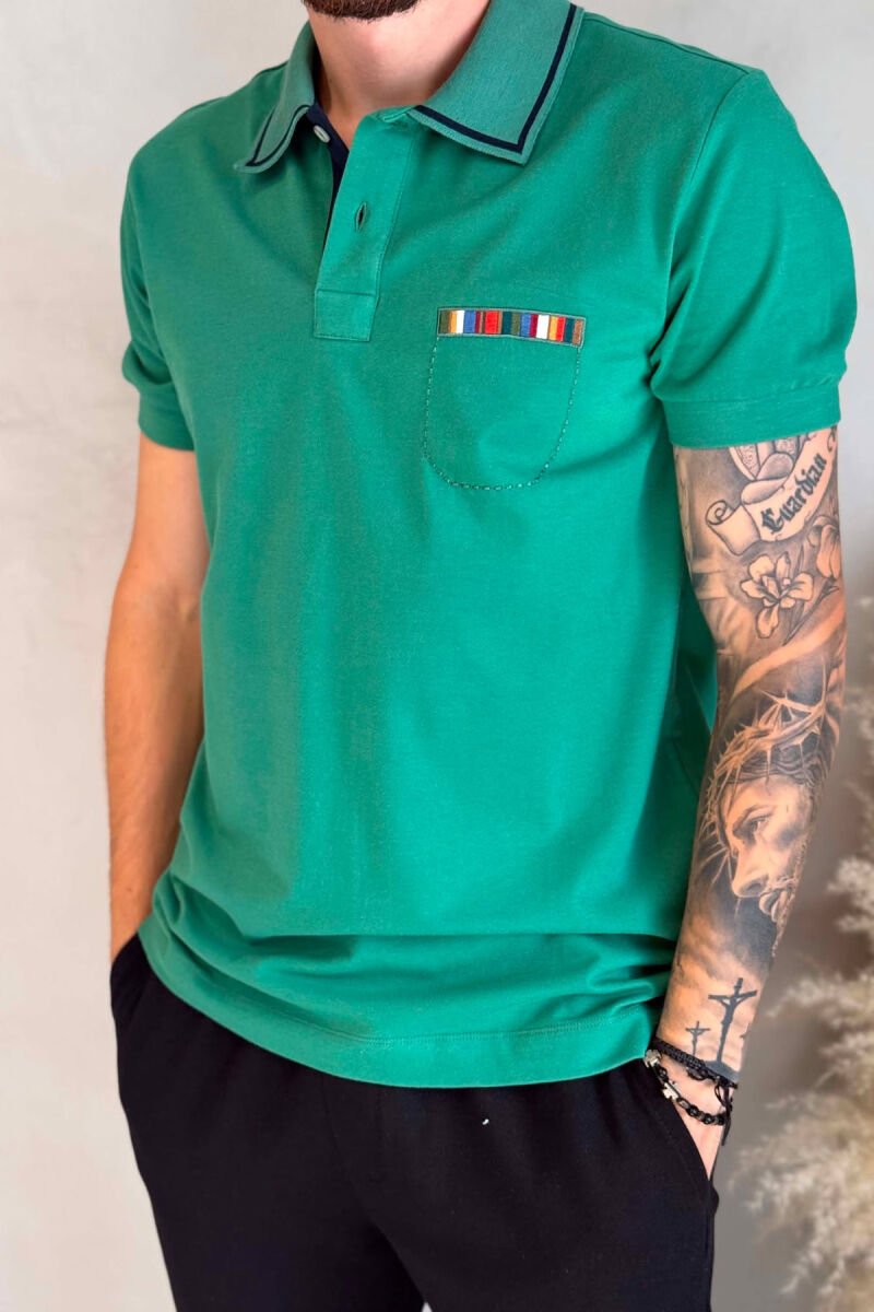 T-SHIRT ME JAKE POLO PER MESHKUJ NE NGJYRE JESHILE - 4