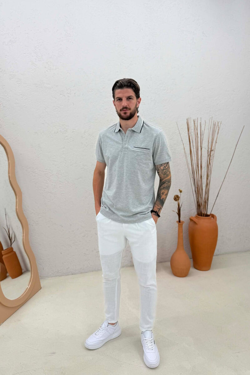 T-SHIRT ME JAKE POLO PER MESHKUJ NE NGJYRE GRI - 3