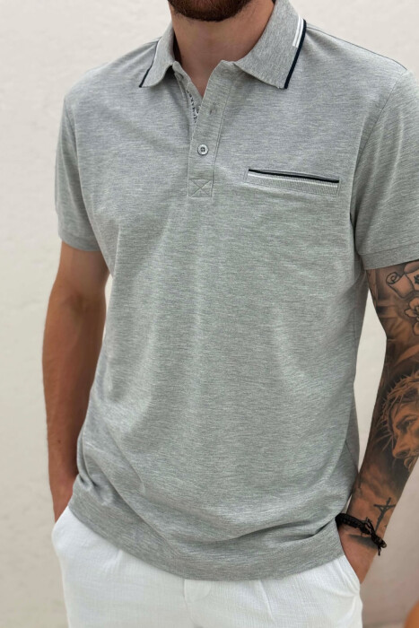 T-SHIRT ME JAKE POLO PER MESHKUJ NE NGJYRE GRI - 4
