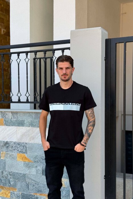 T-SHIRT ME JAKE RRETHORE ME SHKRIME PARA PER MESHKUJ NE NGJYRE TE ZEZE 