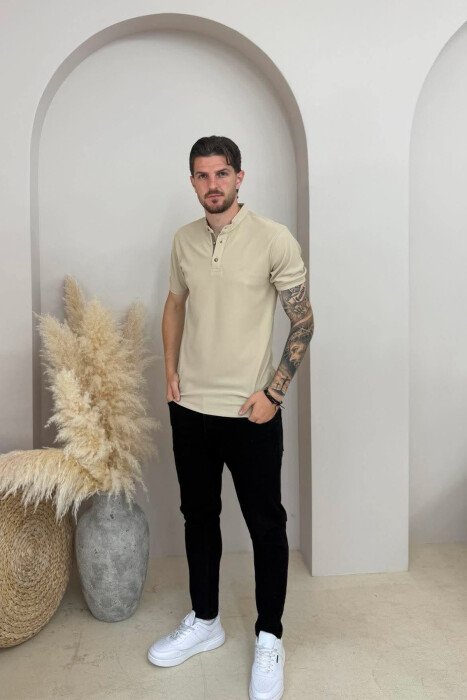 T SHIRT ME JAKE TE RRUMBULLAKET PER MESHKUJ NE NGJYRE BEZHE - 2
