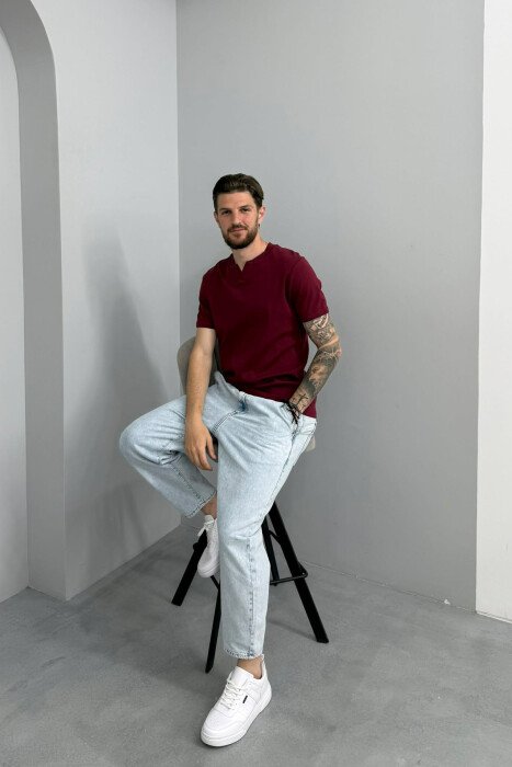 T-SHIRT ME JAKE V PER MESHKUJ NE NGJYRE VISHNJE - 3