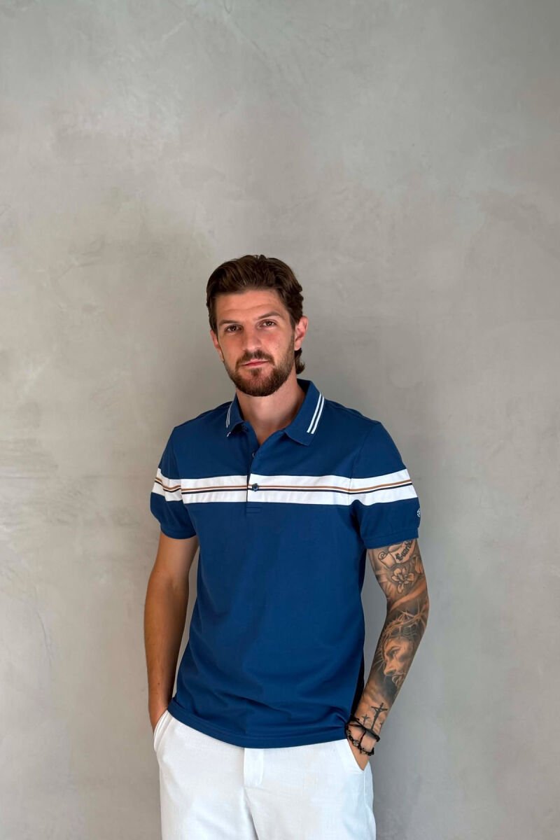 T-SHIRT ME JAKE POLO PER MESHKUJ NE NGJYRE BLU - 1