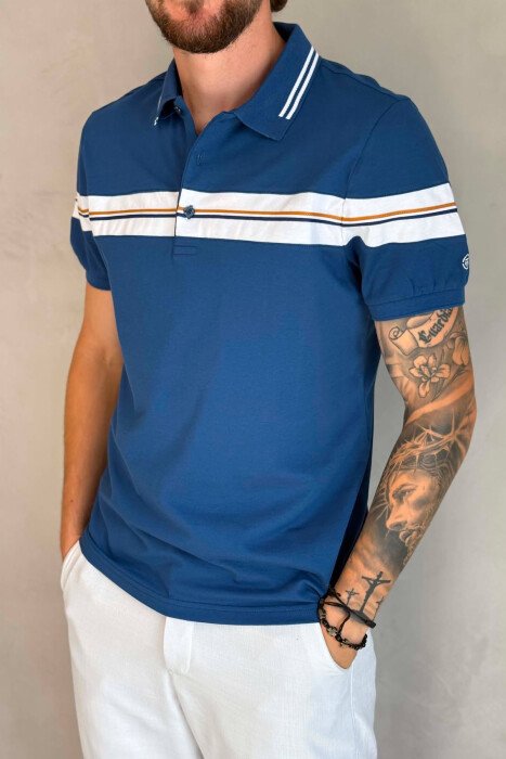 T-SHIRT ME JAKE POLO PER MESHKUJ NE NGJYRE BLU - 2