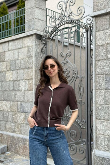 T-SHIRT ME KOPSA PER FEMRA NE NGJYRE KAFE - 2