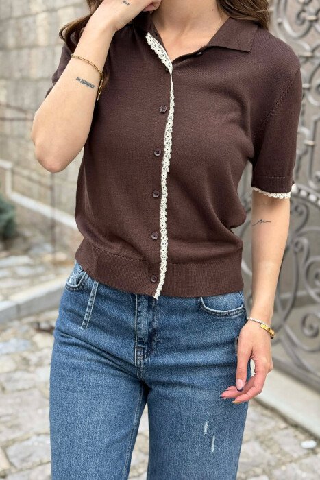 T-SHIRT ME KOPSA PER FEMRA NE NGJYRE KAFE - 3