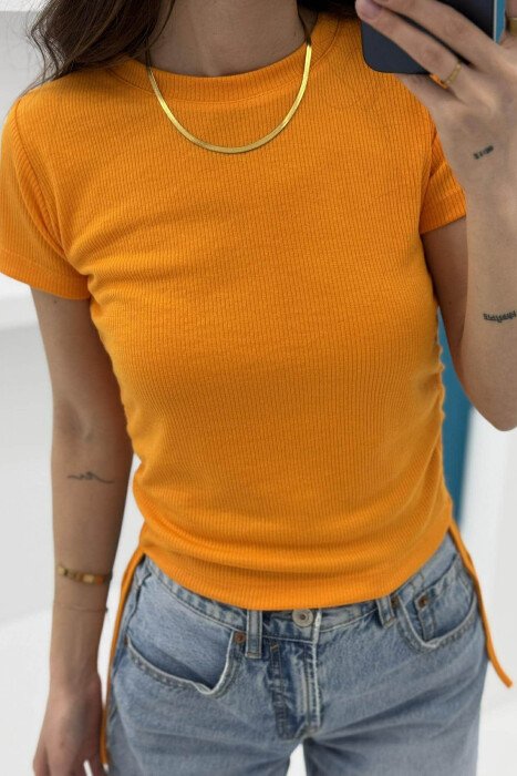 T-SHIRT ME LIDHËSE PËR FEMRA NË NGJYRËN PORTOKALLI - 2