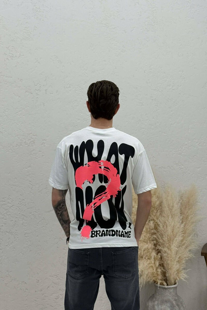 T-SHIRT ME SHKRIME DHE DIZAJN PËR MESHKUJ NË NGJYRËN E BARDHË - 4