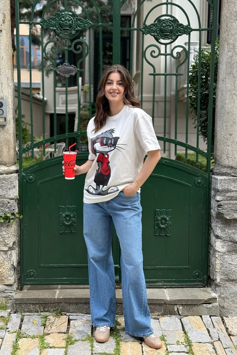 T-SHIRT ME SHKRIME DHE IMAZH PËR FEMRA NË NGJYRËN E BARDHË + NJE PAKETE CORAPE - 6