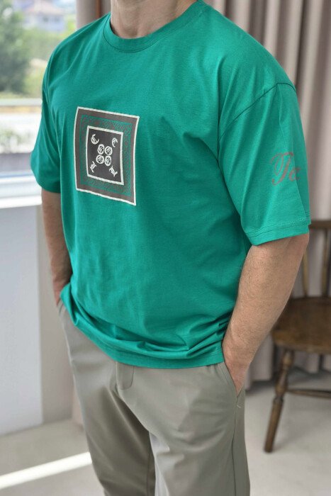 T-SHIRT I THJESHTË ME SHKRIME PËR MESHKUJ NË NGJYRËN JESHILE - 3