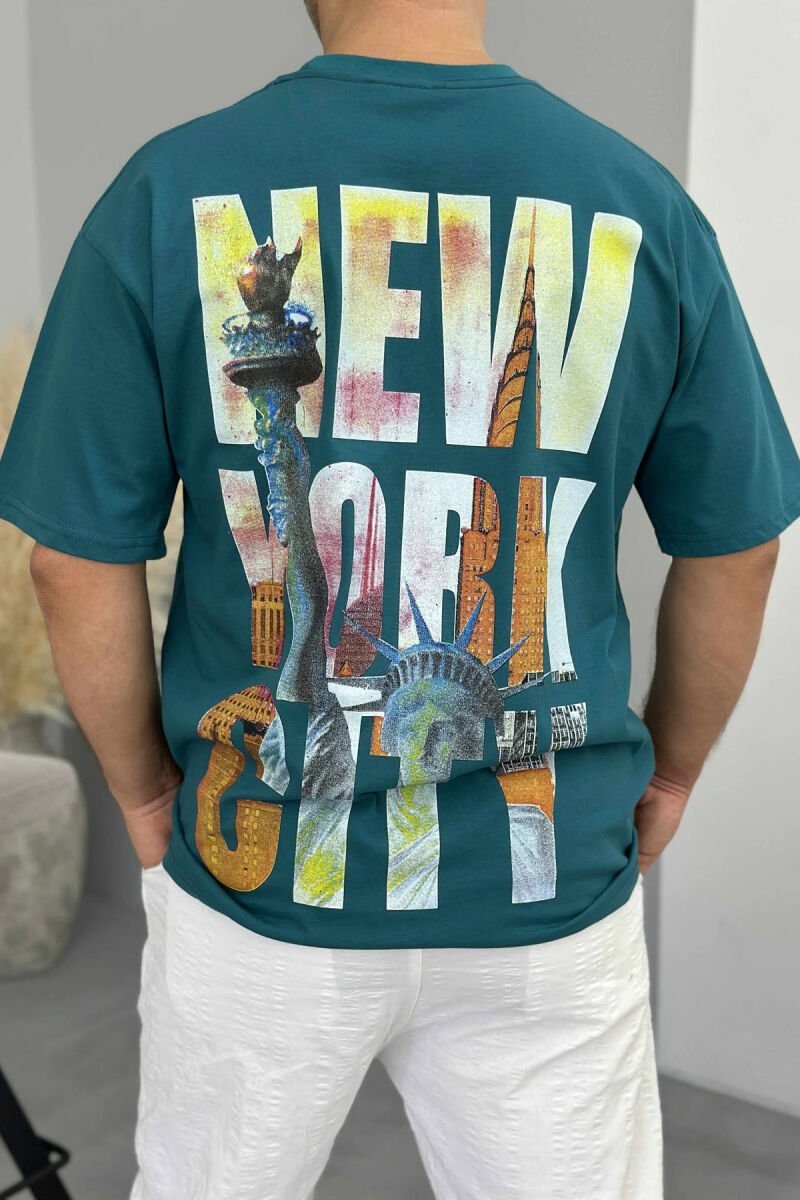 T-SHIRT ME SHKRIME DHE IMAZH PËR MESHKUJ NË NGJYRËN GURKALI - 4