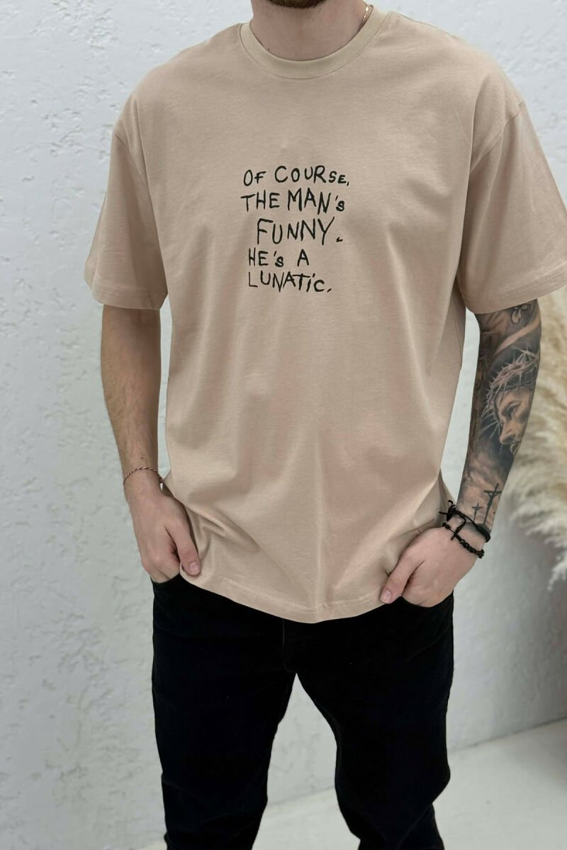 T-SHIRT ME SHKRIME & IMAZH PER MESHKUJ NE NGJYRE BEZHE - 3