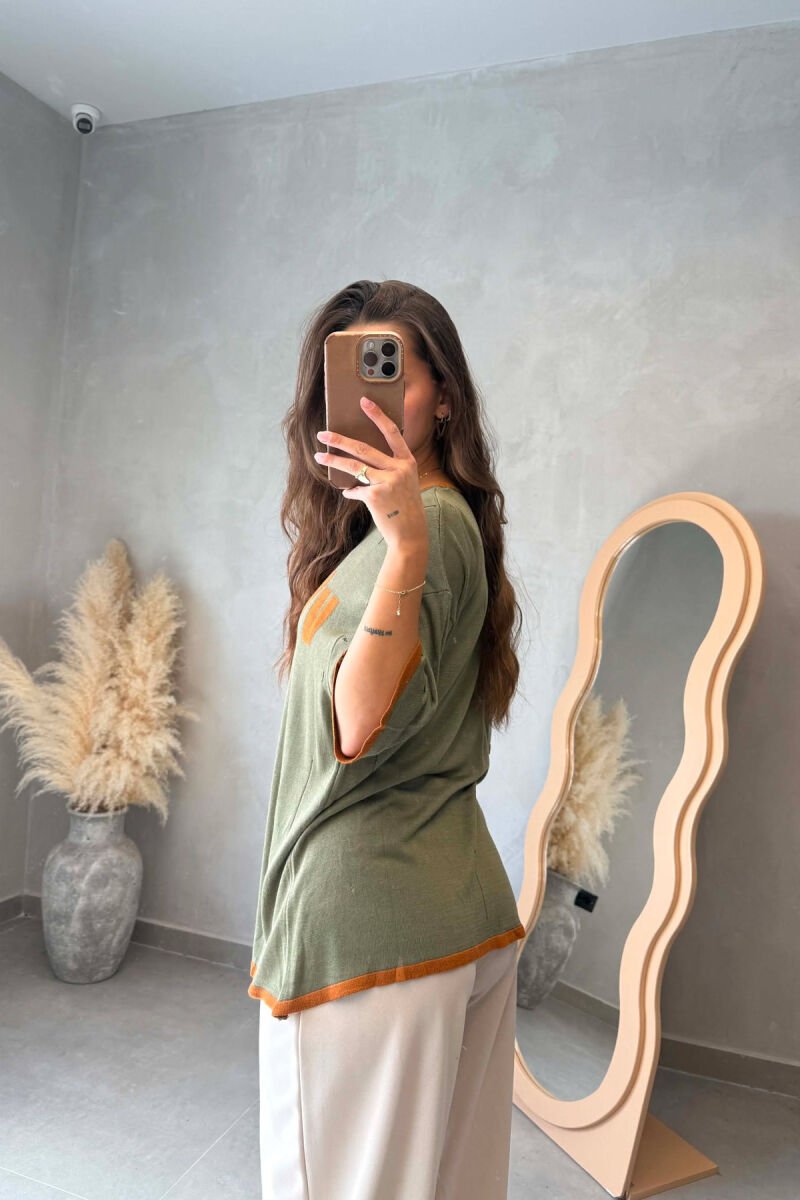 T-SHIRT ME SHKRIME NE PJESEN PARA PER FEMRA NE NGJYRE ULLI - 4